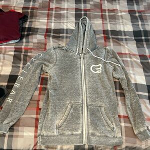 Gray Zip-Up Hoodie with Logo